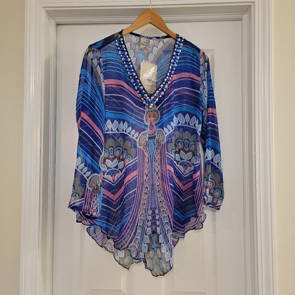Ace Fashion Live Well Chiffon Sheer Top Size medium NWT
